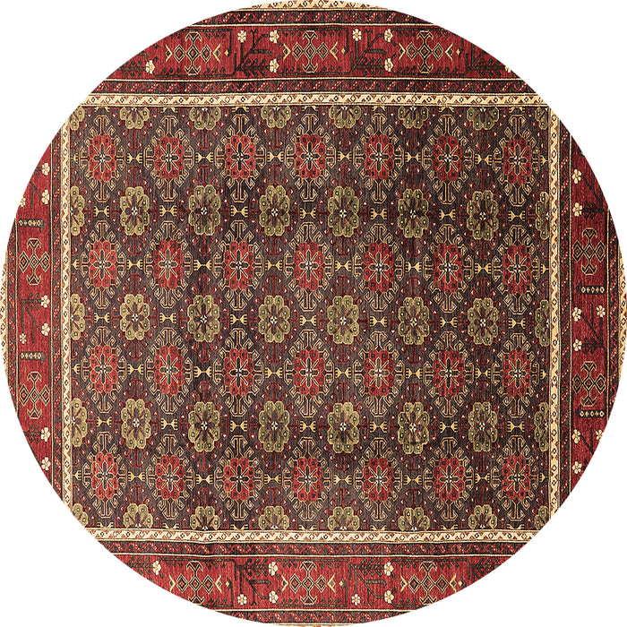 Round Machine Washable Oriental Brown Industrial Rug, wshurb1366brn