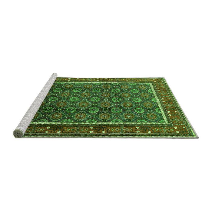 Sideview of Machine Washable Oriental Green Industrial Area Rugs, wshurb1366grn