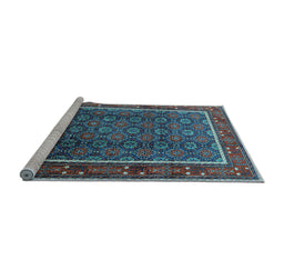 Sideview of Machine Washable Oriental Light Blue Industrial Rug, wshurb1366lblu