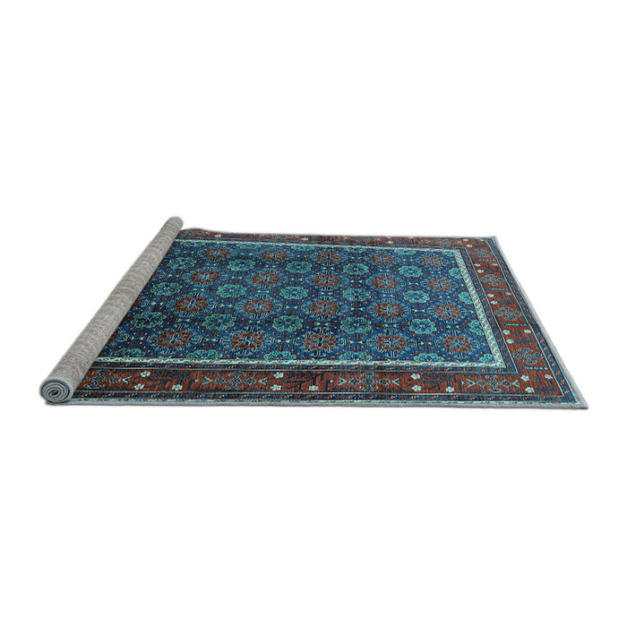 Sideview of Machine Washable Oriental Light Blue Industrial Rug, wshurb1366lblu