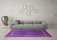 Machine Washable Oriental Purple Industrial Rug, wshurb1366pur