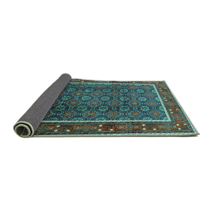 Sideview of Oriental Turquoise Industrial Rug, urb1366turq