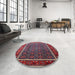 Round Mid-Century Modern Gray Oriental Rug in a Office, urb1366