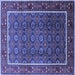 Square Machine Washable Oriental Blue Industrial Rug, wshurb1366blu