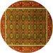 Round Oriental Yellow Industrial Rug, urb1366yw