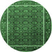 Round Machine Washable Oriental Emerald Green Industrial Area Rugs, wshurb1366emgrn