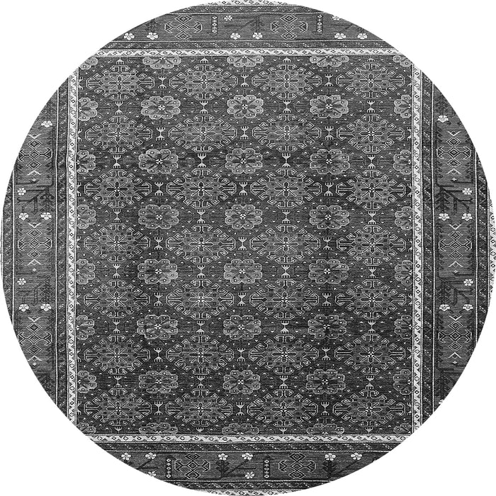 Round Machine Washable Oriental Gray Industrial Rug, wshurb1366gry