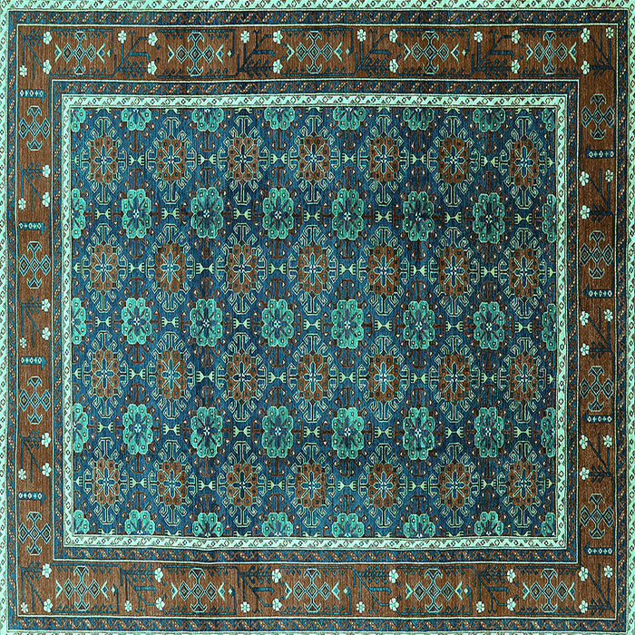 Square Oriental Turquoise Industrial Rug, urb1366turq
