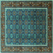 Square Oriental Turquoise Industrial Rug, urb1366turq