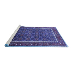 Sideview of Machine Washable Oriental Blue Industrial Rug, wshurb1366blu