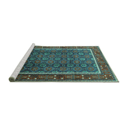 Sideview of Machine Washable Oriental Turquoise Industrial Area Rugs, wshurb1366turq
