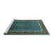 Sideview of Machine Washable Oriental Turquoise Industrial Area Rugs, wshurb1366turq