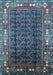 Machine Washable Oriental Light Blue Industrial Rug, wshurb1367lblu