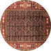 Round Oriental Brown Industrial Rug, urb1367brn