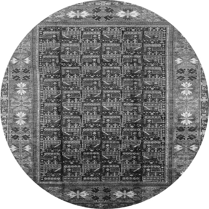 Round Oriental Gray Industrial Rug, urb1367gry