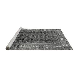 Sideview of Machine Washable Oriental Gray Industrial Rug, wshurb1367gry