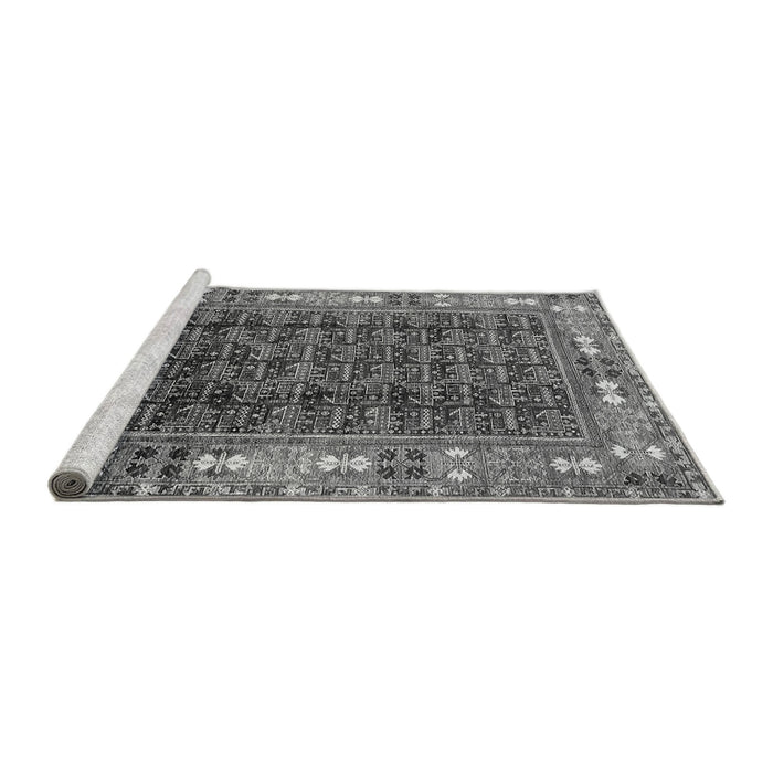 Sideview of Machine Washable Oriental Gray Industrial Rug, wshurb1367gry