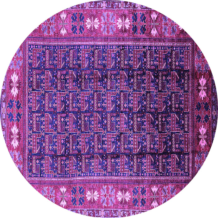 Round Machine Washable Oriental Purple Industrial Area Rugs, wshurb1367pur