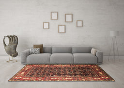Machine Washable Oriental Brown Industrial Rug in a Living Room,, wshurb1367brn