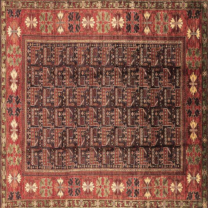 Square Oriental Brown Industrial Rug, urb1367brn