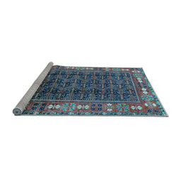 Sideview of Machine Washable Oriental Light Blue Industrial Rug, wshurb1367lblu
