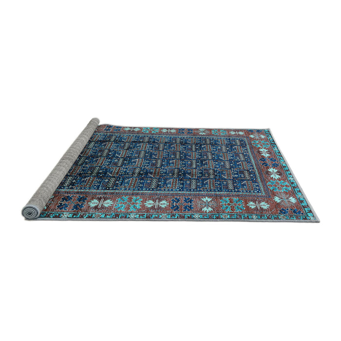 Sideview of Machine Washable Oriental Light Blue Industrial Rug, wshurb1367lblu