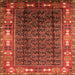 Square Machine Washable Oriental Orange Industrial Area Rugs, wshurb1367org