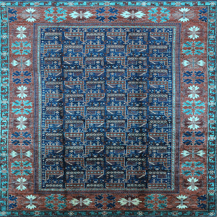 Square Oriental Light Blue Industrial Rug, urb1367lblu