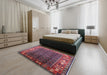 Mid-Century Modern Pink Oriental Rug in a Bedroom, urb1367