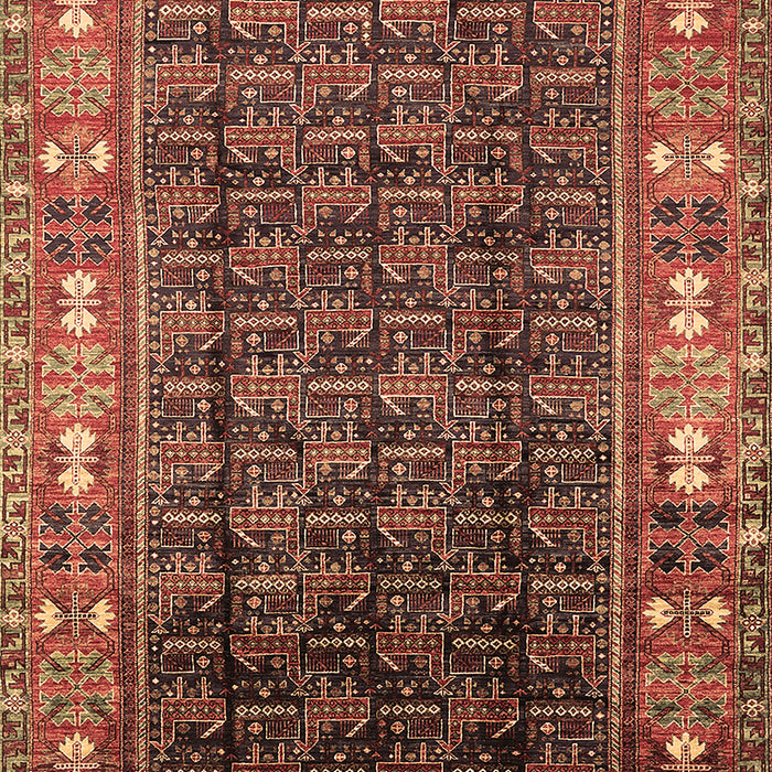 Machine Washable Oriental Brown Industrial Rug, wshurb1367brn