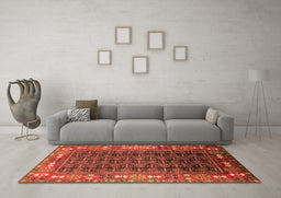 Machine Washable Oriental Orange Industrial Area Rugs in a Living Room, wshurb1367org