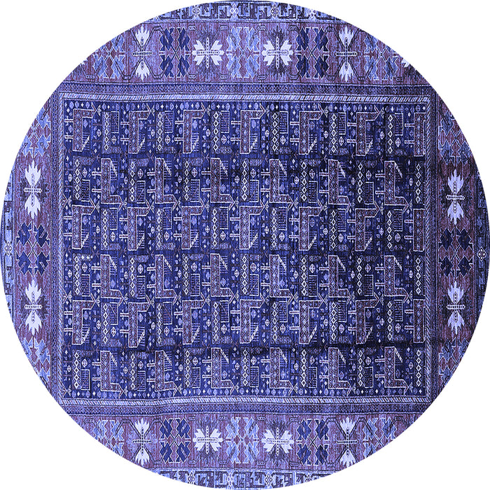 Round Oriental Blue Industrial Rug, urb1367blu