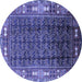 Round Oriental Blue Industrial Rug, urb1367blu