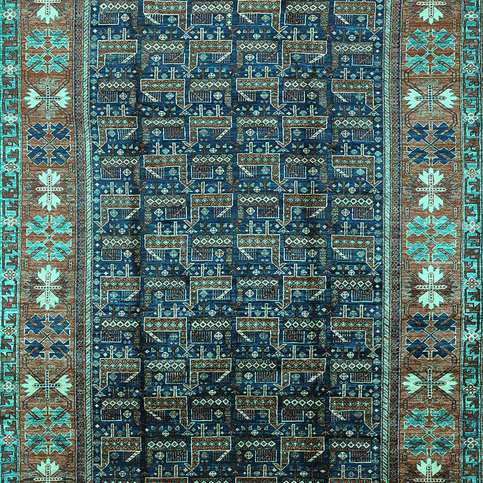 Machine Washable Oriental Turquoise Industrial Area Rugs, wshurb1367turq