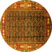 Round Oriental Yellow Industrial Rug, urb1367yw