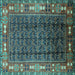 Square Machine Washable Oriental Turquoise Industrial Area Rugs, wshurb1367turq