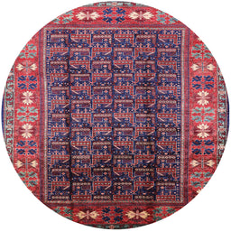 Round Mid-Century Modern Pink Oriental Rug, urb1367