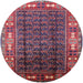 Round Mid-Century Modern Pink Oriental Rug, urb1367