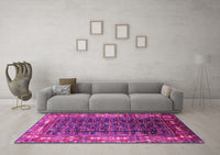 Machine Washable Oriental Pink Industrial Rug, wshurb1367pnk