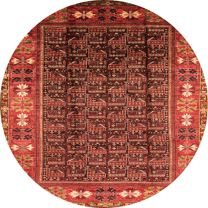 Round Oriental Orange Industrial Rug, urb1367org