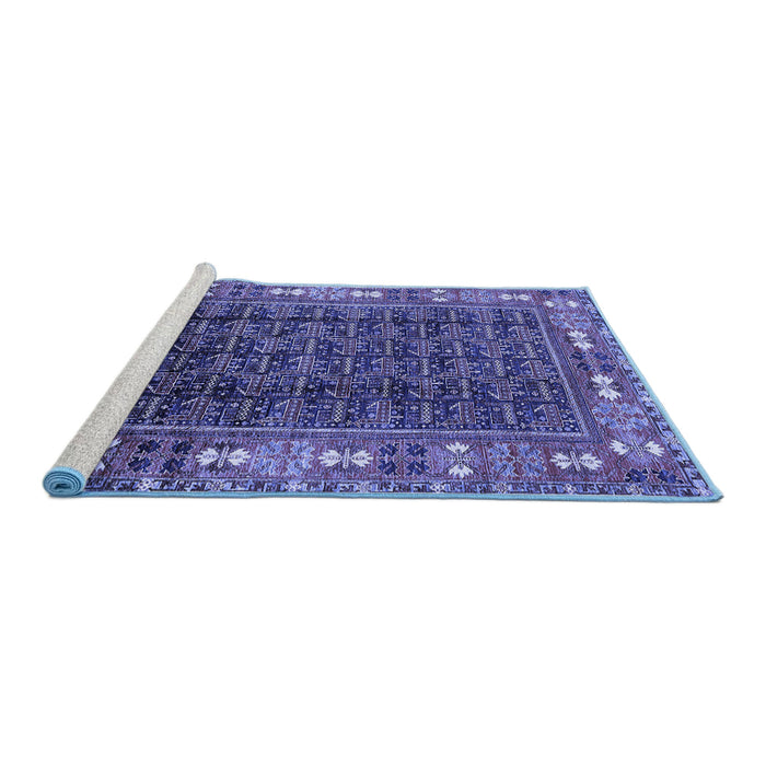 Sideview of Machine Washable Oriental Blue Industrial Rug, wshurb1367blu
