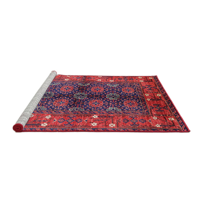 Sideview of Machine Washable Industrial Modern Red Rug, wshurb1368