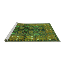 Sideview of Machine Washable Oriental Green Industrial Area Rugs, wshurb1368grn