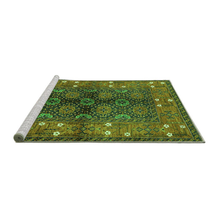 Sideview of Machine Washable Oriental Green Industrial Area Rugs, wshurb1368grn