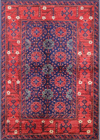 Machine Washable Industrial Modern Red Rug, wshurb1368