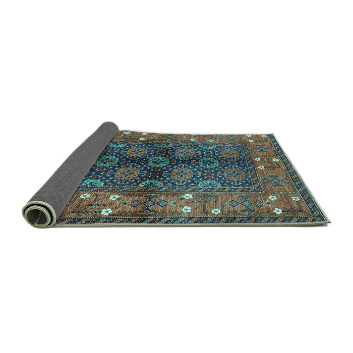 Sideview of Oriental Turquoise Industrial Rug, urb1368turq