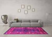 Machine Washable Oriental Pink Industrial Rug, wshurb1368pnk