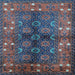 Square Machine Washable Oriental Light Blue Industrial Rug, wshurb1368lblu