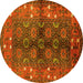 Round Oriental Yellow Industrial Rug, urb1368yw