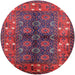 Round Mid-Century Modern Red Oriental Rug, urb1368